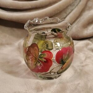 Hand-Painted Floral Glass Vase